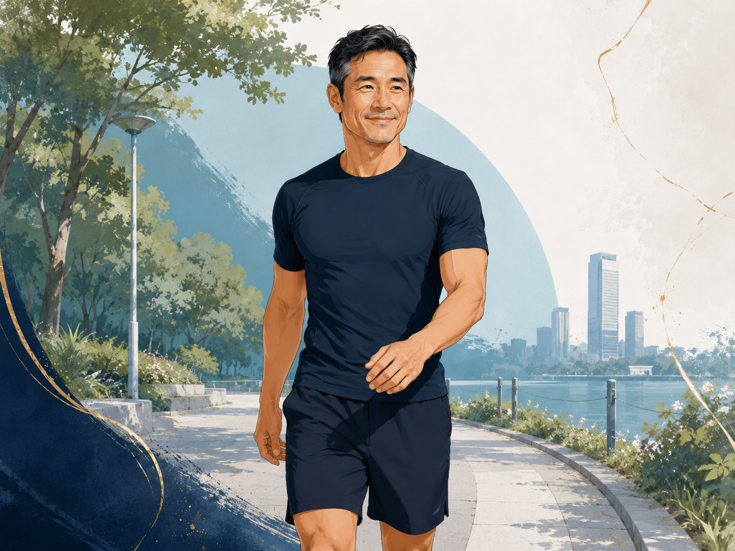 体脂肪率の数字だけでなく、日常生活で無理なく動ける身体を目指す50代男性のイメージ